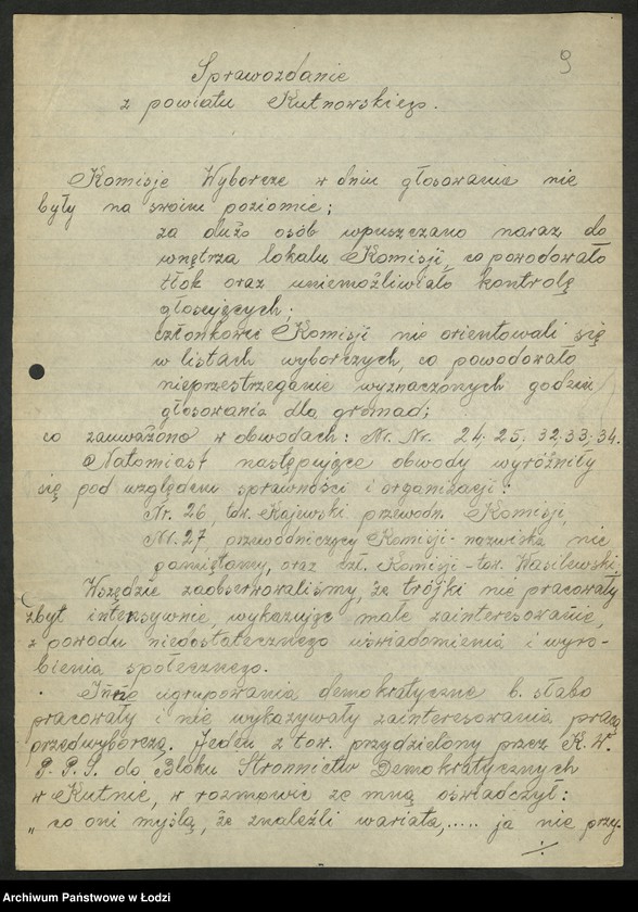 Obraz 10 z jednostki "Wybory do Sejmu okręg VIII Kutno - sprawozdania [z akcji wyborczej, wykazy uprawnionych do głosowania, składy Obwodowych Komisji Wyborczych]"