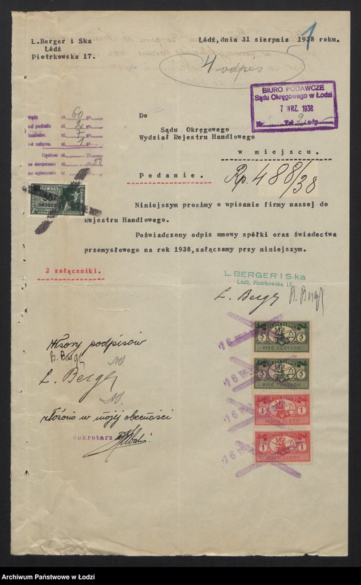 Obraz 3 z jednostki "Lejzor Bergier, Beniamin Berger- sprzedaż komisowa przędzy"