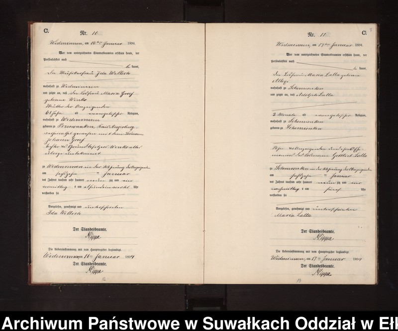 Obraz 10 z jednostki "Sterbe-Neben-Register des Preussischen Standes-Amtes Widminnen Kreis Loetzen"