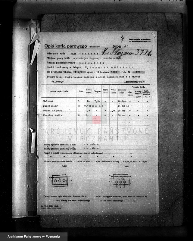 Obraz 8 z jednostki "Majętność Boguszyn pow. jarociński nr fabr. kotła 1231 nr woj. kotła 6119"