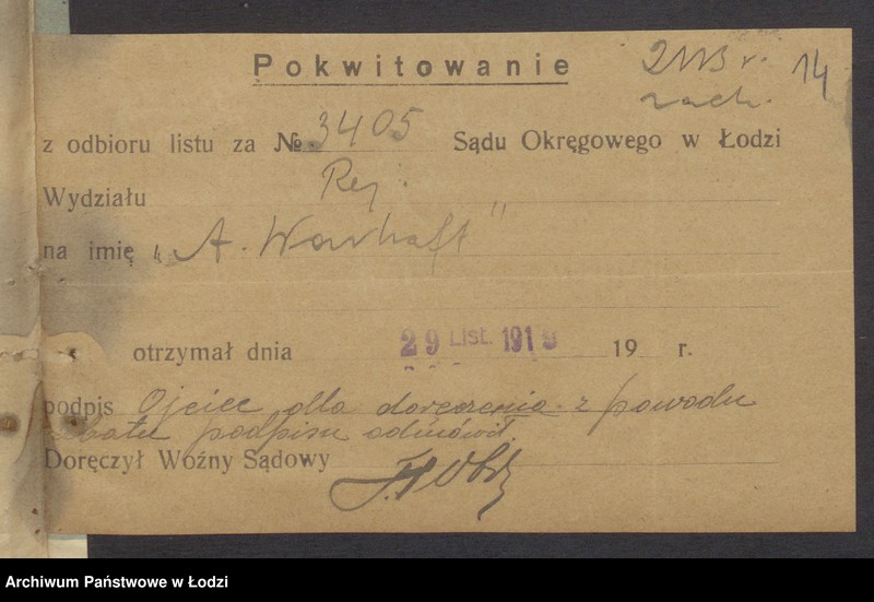 Obraz 16 z jednostki "Aron Warhaft - sprzedaż towarów manufakturowych i przędzy"