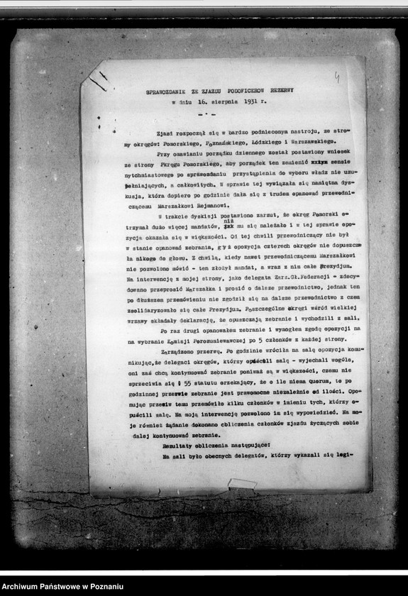 Obraz 8 z jednostki "Protokół ze zjazdu prezesów Okręgowych Związków Podoficerów Rezerwy RP w Warszawie"