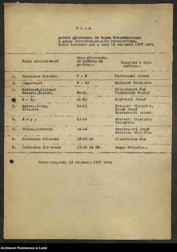 Obraz 12 z jednostki "Wybory do Sejmu okręg VIII Kutno - sprawozdania [z akcji wyborczej, wykazy uprawnionych do głosowania, składy Obwodowych Komisji Wyborczych]"