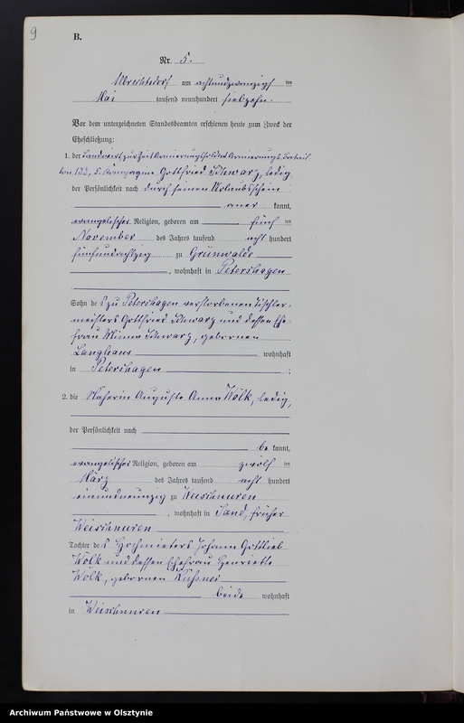 image.from.unit.number "Heiraths-Neben-Register Nr 1 - 9 [ Księga małżeństw - wtóropis ]"