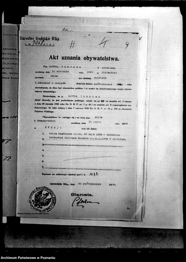 Obraz 12 z jednostki "Stosunki osobiste Ludwika Tomczaka burmistrza miasta Wielichowa"