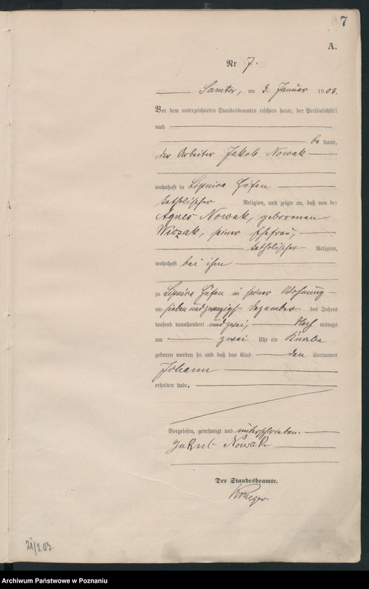 Obraz 10 z jednostki "Geburts-Haupt-Register"