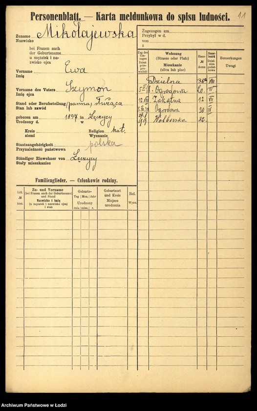 Obraz 14 z jednostki "[Spis ludności Łodzi] Mikołajew - Milchteich"