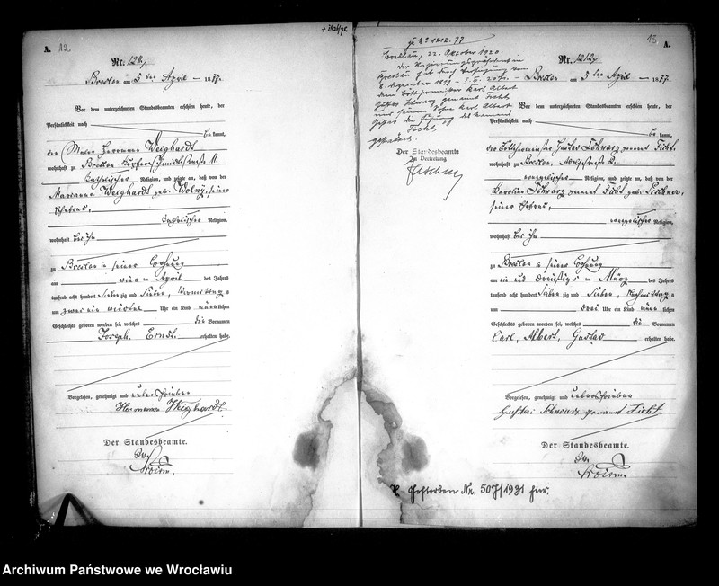 image.from.unit.number "Geburts-Haupt-Register Breslau I 1877 Band 3"