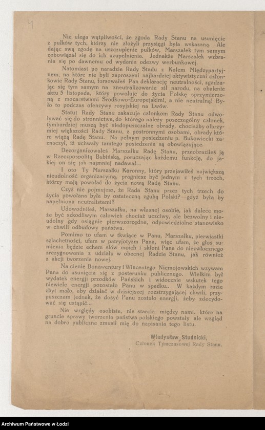 Obraz 4 z jednostki "[List otwarty Władyława Sudnickiego do marszałka Koronnego Włacława Niemojowskiego]"