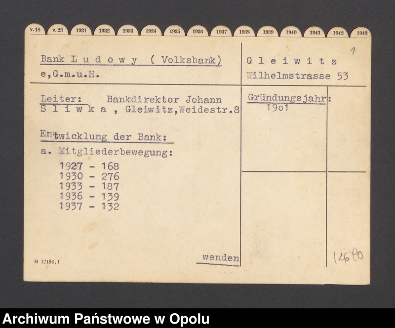 Obraz 3 z jednostki "Bank Ludowy (Volksbank) e.G.m.u.H. - Gleiwitz"