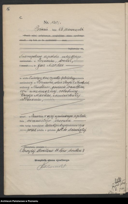 Obraz 18 z jednostki "Księga miejscowa zgonów tom III [Rejestr główny zgonów]"