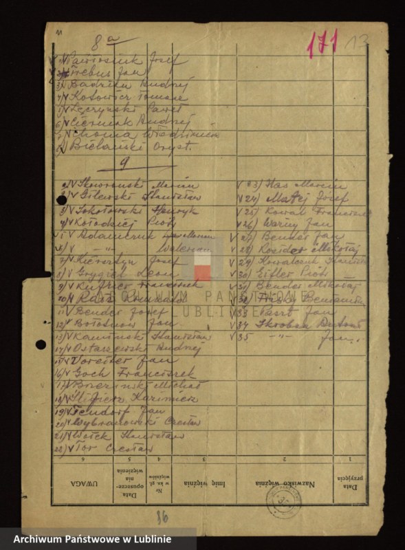 image.from.unit.number "[Wykazy aresztowanych członków Armii Krajowej przetrzymywanych w więzieniach w Biłgoraju, Wronkach i innych na terenie kraju oraz w ZSRR]"