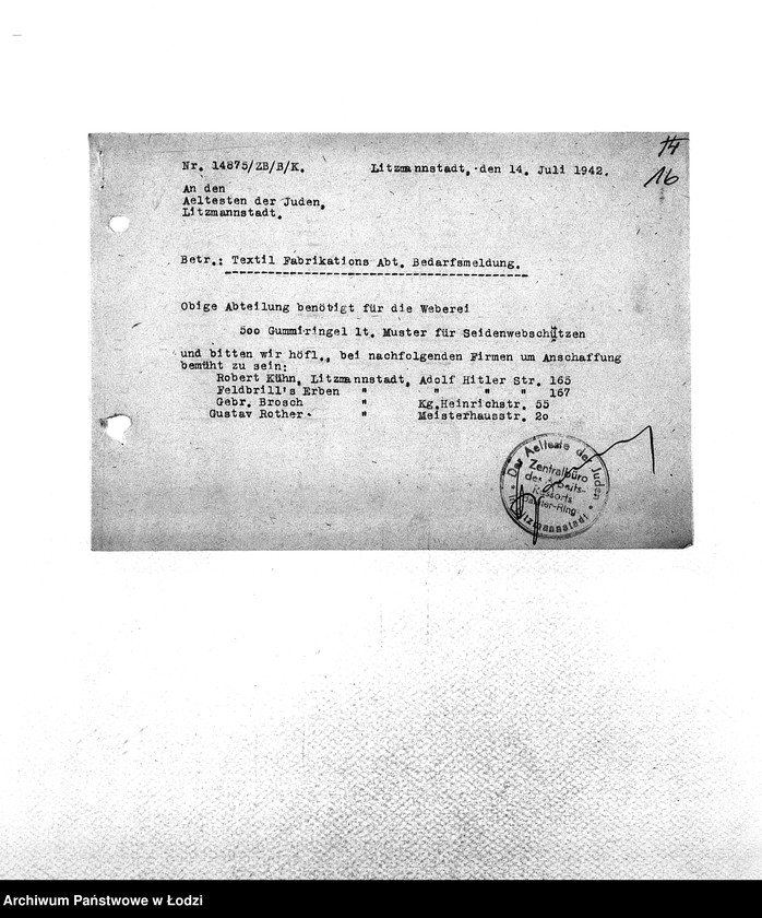 Obraz 19 z jednostki "Bedarfsmeldungen [Skierowane do GV zapotrzebowania na surowce, materiały, narzędzia, maszyny itp. potrzebne resortom pracy do produkcji; zamówienia żywności, lekarstw]"