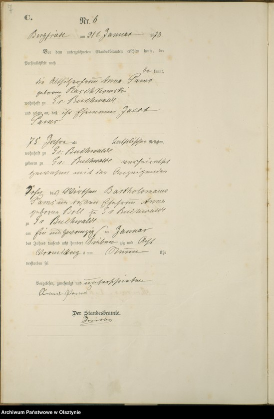 Obraz 9 z jednostki "Sterbe-Haupt-Register Nr 1 - 69"