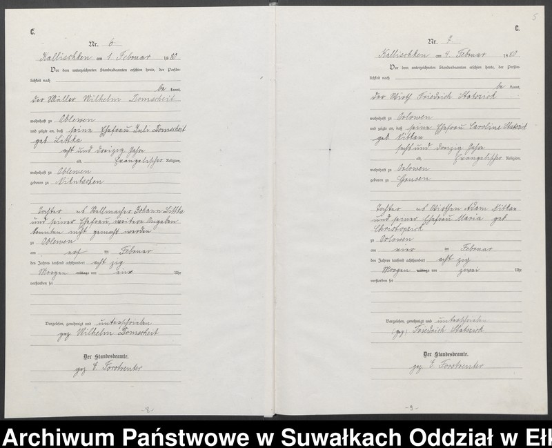 image.from.unit.number "[Sterbe-Neben-Register des Königlich Preussischen Standes-Amtes Kallischken Kreis Johannisburg]"
