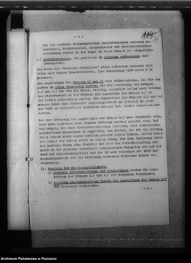 Obraz 15 z jednostki "Zarządzenia, wytyczne i korespondencja w sprawach ogólnych niemieckiej listy narodowej"