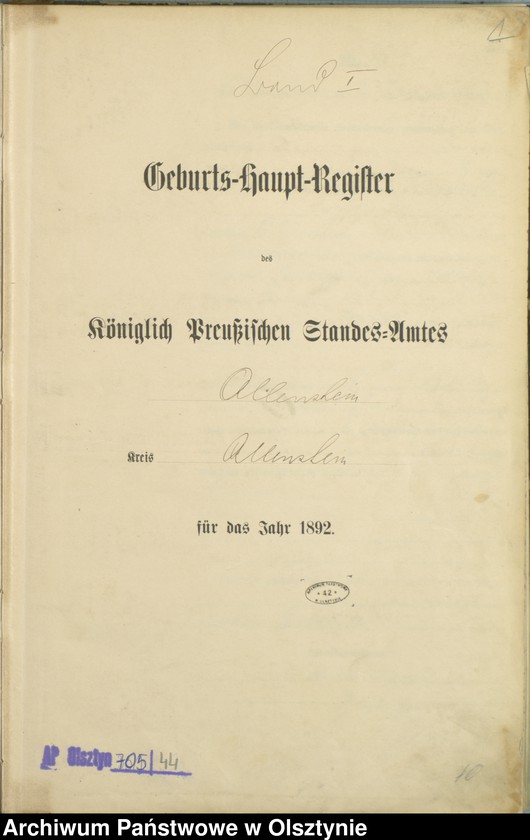 image.from.unit.number "Geburts-Haupt-Register Tom I,Nr 1 - 280"