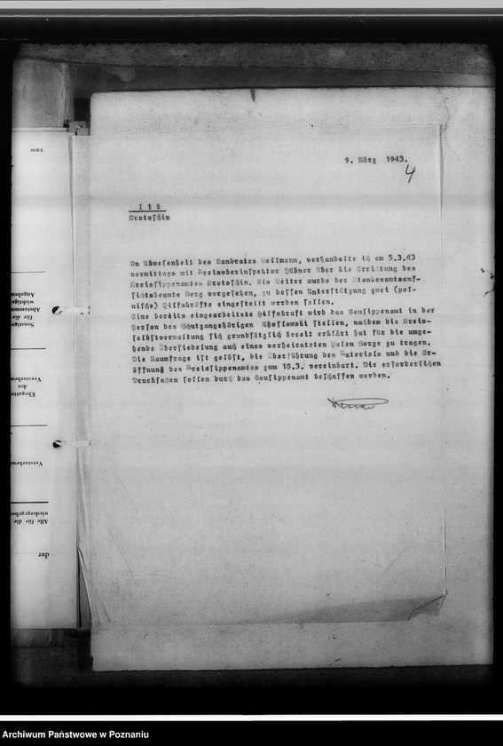 Obraz 8 z jednostki "[Korespondencja w sprawach organizacyjnych, sprawozdanie z działalności Kreissippenamt w Krotoszynie]"