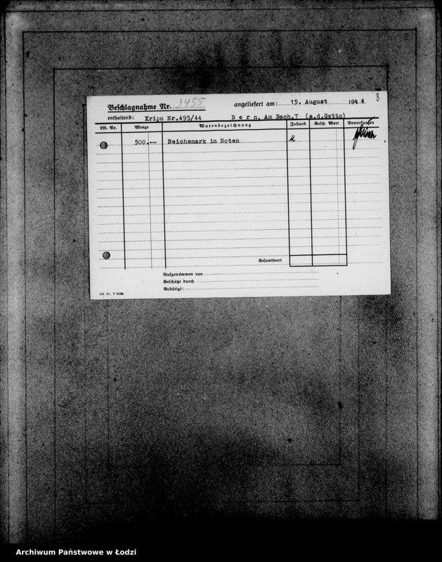 Obraz 12 z jednostki "Kripo 3201-33462 [Kartoteka skonfiskowanego majątku ruchomego u Żydów]"