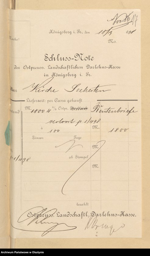 image.from.unit.number "Beläge zur Rechnung der Kirchenkasse Seehesten"