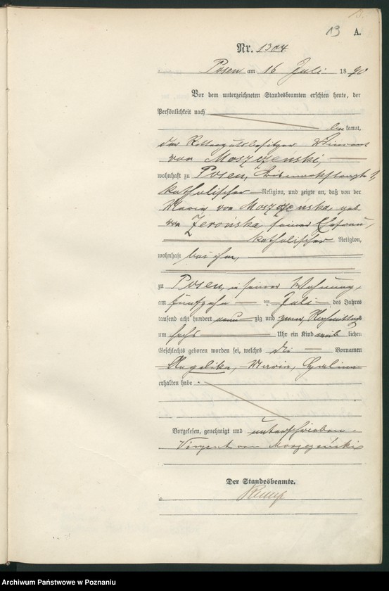 Obraz 16 z jednostki "Księga urodzeń t. IV"