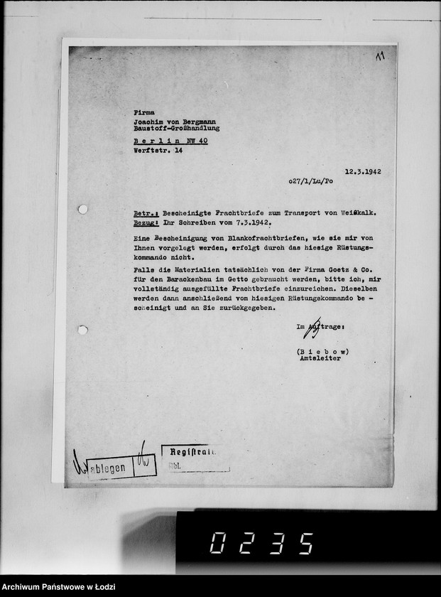 Obraz 15 z jednostki "[Korespondencja z urzędami, instytucjami i firmami] Lit.Ber-Ble"