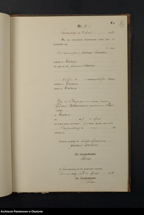 image.from.unit.number "Sterbe-Neben-Registre Nr 1 - 40"