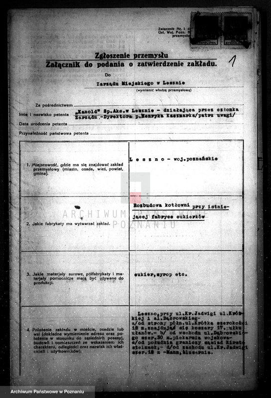 Obraz 6 z jednostki "Zatwierdzenie zakładu przemysłowego /fabryki cukierków "Kanold" w Lesznie"