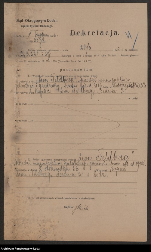 Obraz 6 z jednostki "Leon Feldberg – sprzedaż manufaktury galanterii i garderoby"