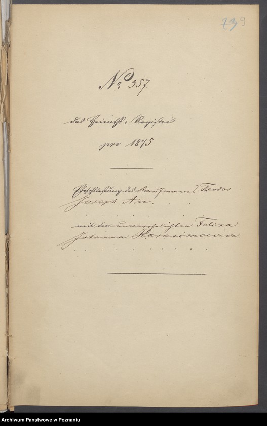 Obraz 11 z jednostki "Die von den Verlobten beigebrachten Urkunden zur Eheschliessung pro 1875"