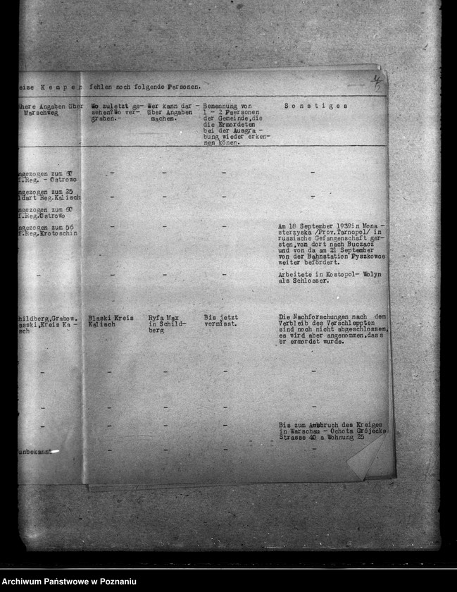 Obraz 6 z jednostki "Wykaz miejscowych Niemców z powiatu kępińskiego, którzy zgineli w 1939 roku"