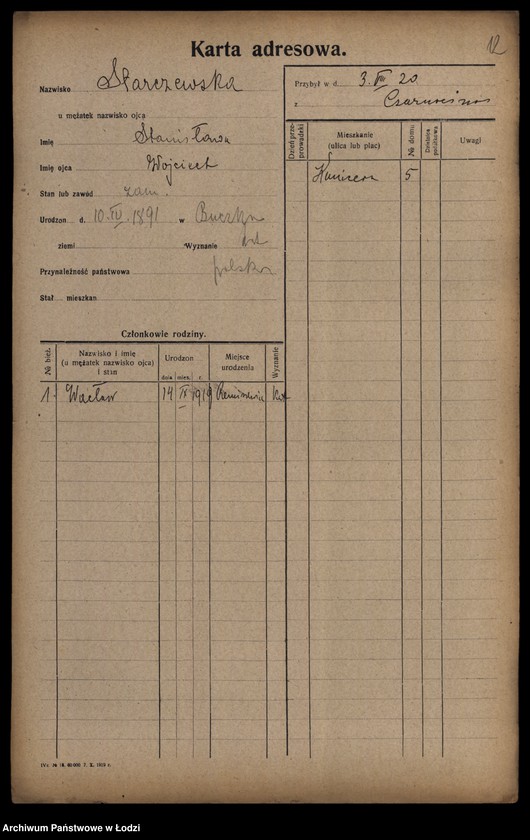 Obraz 14 z jednostki "[Spis ludności Łodzi] Starczewska-Stasiak"