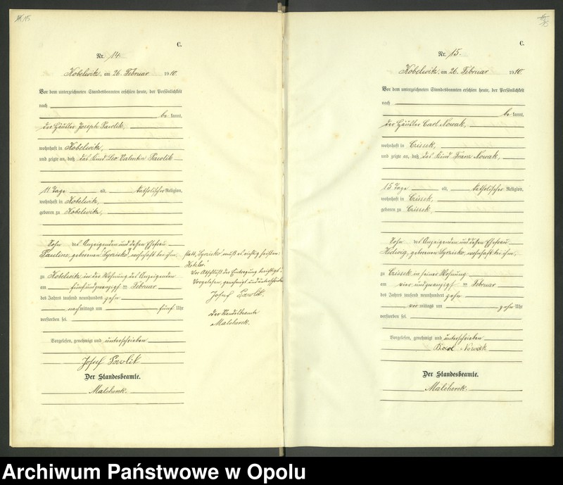 image.from.unit.number "Urząd Stanu Cywilnego Kobylice Księga Zgonów Rok 1910-1911"