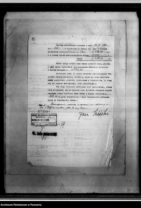 Obraz 17 z jednostki "Podania osadników z parcelacji polskiej o zmniejszenie zadłużenia na podstawie art. 16. rozporządzenia Prezydenta Rzeczpospolitej z dnia 24.X.1934 r. z terenu powiatu inowrocławskiego"