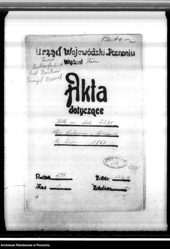 Obraz 4 z jednostki "Cukrownia w Kościanie nr woj. kotła 1867"