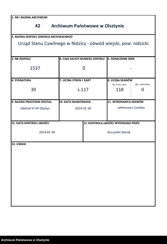 Obraz 1 z jednostki "Geburts-Neben-Register Nr 1 - 116"