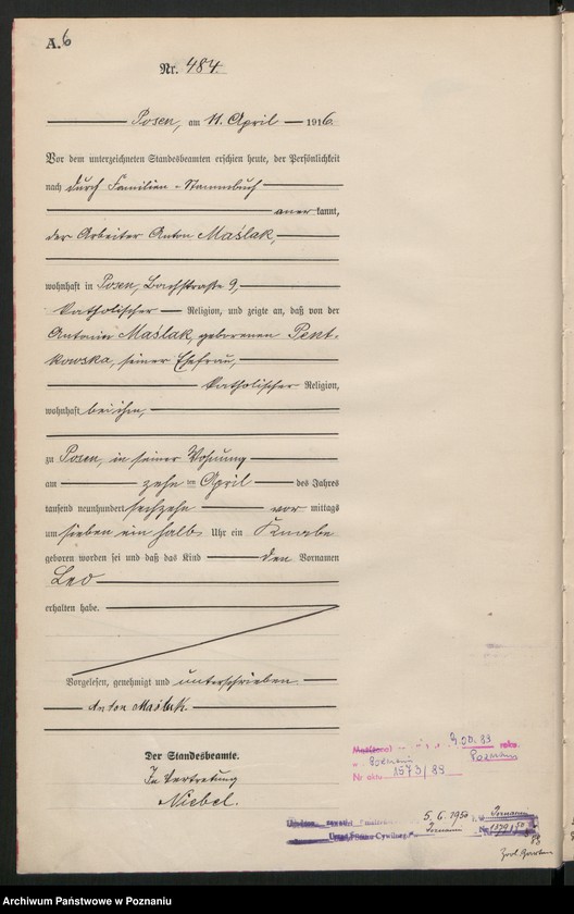 Obraz 8 z jednostki "Księga miejscowa urodzeń tom II [Rejestr główny urodzeń]"