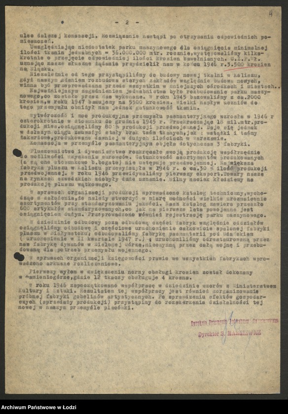 Obraz 5 z jednostki "Dyrekcja Przemysłu Jedwabniczo - Galanteryjnego; protokół z narady Dyrekcji, sprawozdania okresowe, raporty dzienne o wykonaniu planu produkcji"