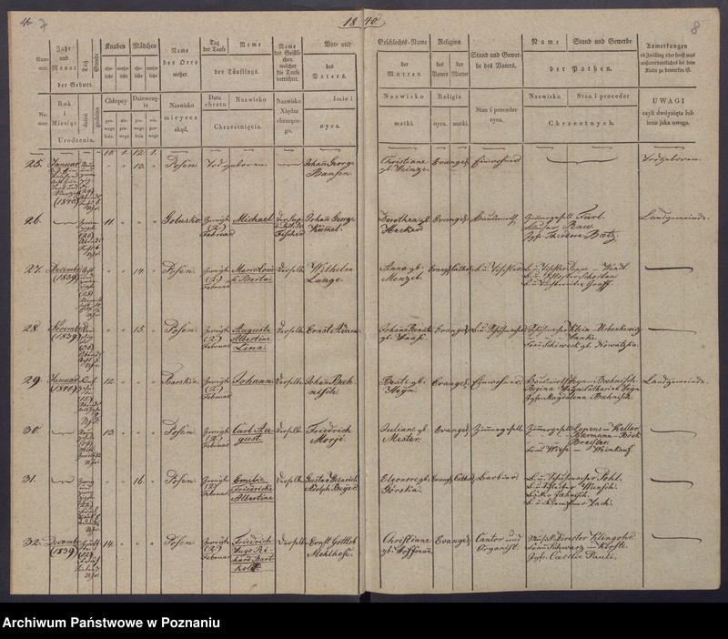 Obraz 7 z jednostki "[Akta urodzeń i chrztów, zgonów i pogrzebów, zapowiedzi i ślubów]"