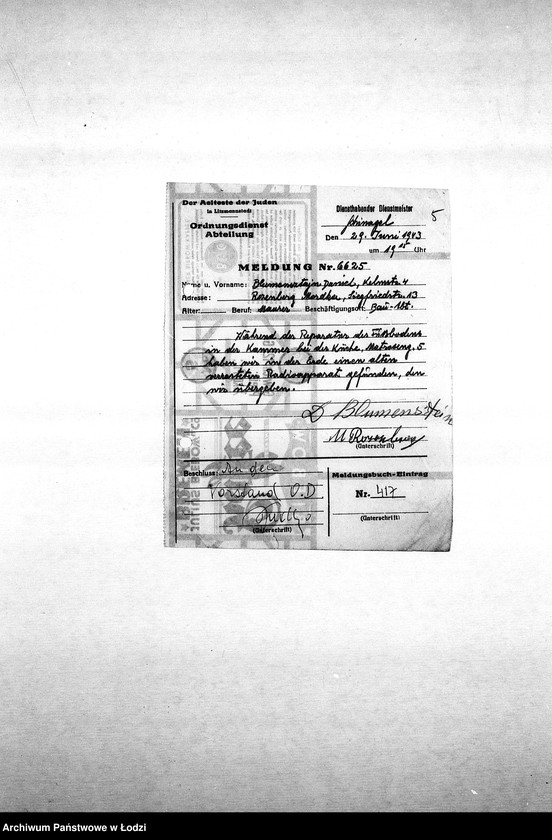 Obraz 8 z jednostki "[Korespondencja Komendy z policją niemiecką oraz rewirami gettowymi na temat różnych wydarzeń w getcie]"