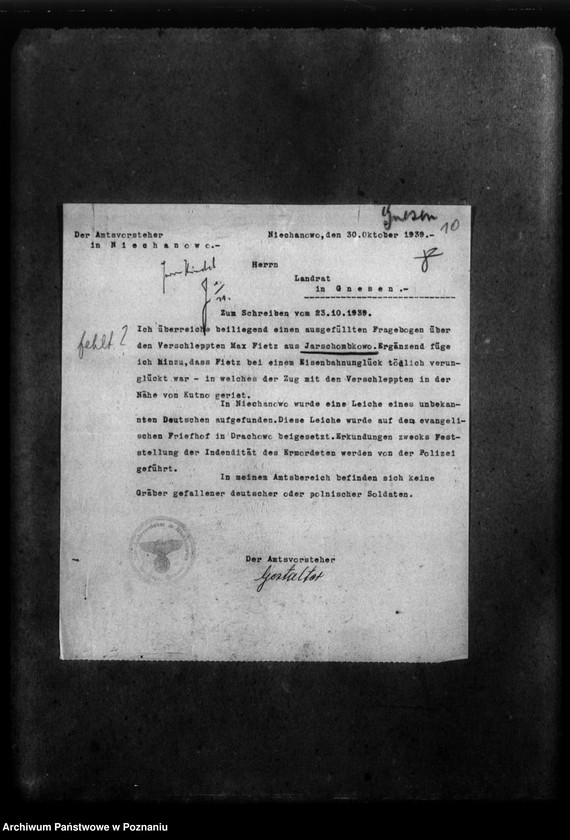 Obraz 14 z jednostki "Korespondencja w sprawie Niemców, którzy zginęli w 1939 roku w różnych powiatach"