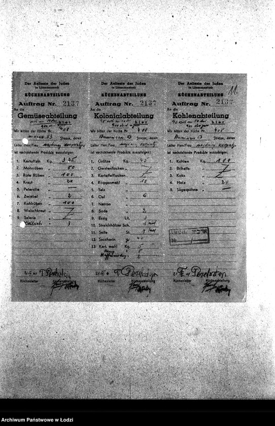 Obraz 14 z jednostki "[Kuchnia nr 408, ul. Brzezińska 53. Kuchnia nr 19, ul. Brzezińska 57a. Kuchnia nr 367, ul. Brzezińska 77. Działalność kuchni, personel, konsumenci, raporty, kontrole]"