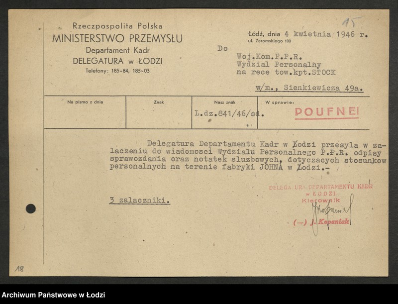Obraz 16 z jednostki "Wykazy robotników członków partii wysuniętych na stanowiska [kierownicze]"
