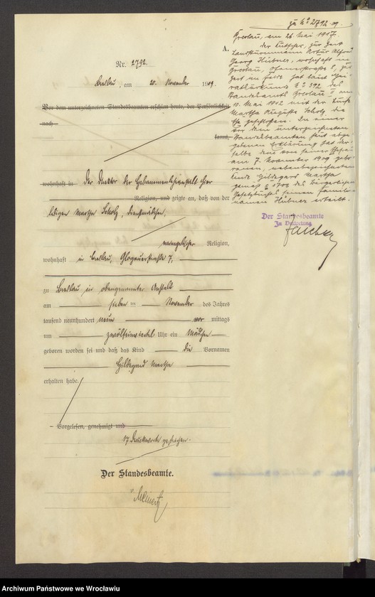 image.from.unit.number "Geburts-Haupt-Register Breslau IV 1909 Band 8"