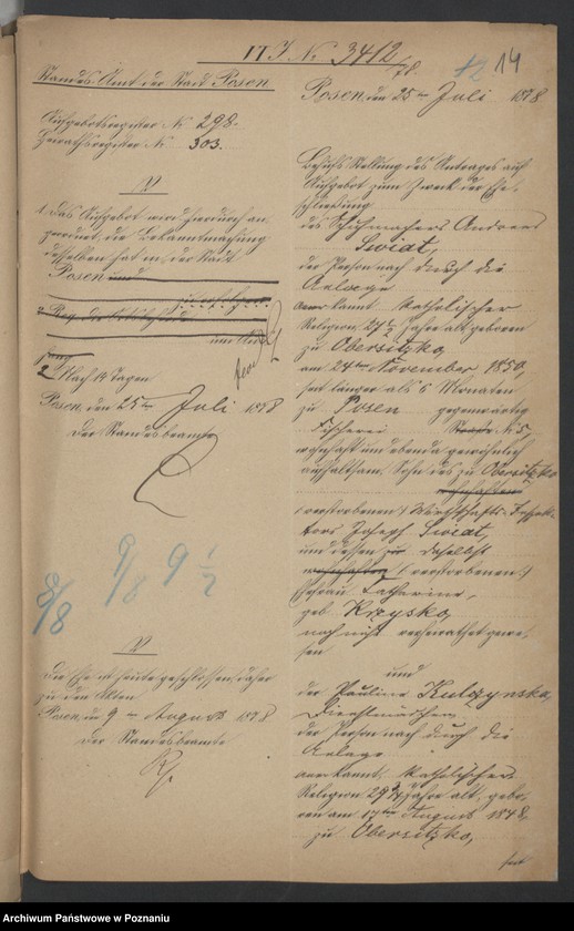 Obraz 16 z jednostki "Die von den Verlobten beigebrachten Urkunden zur Eheschliessung pro 1878"