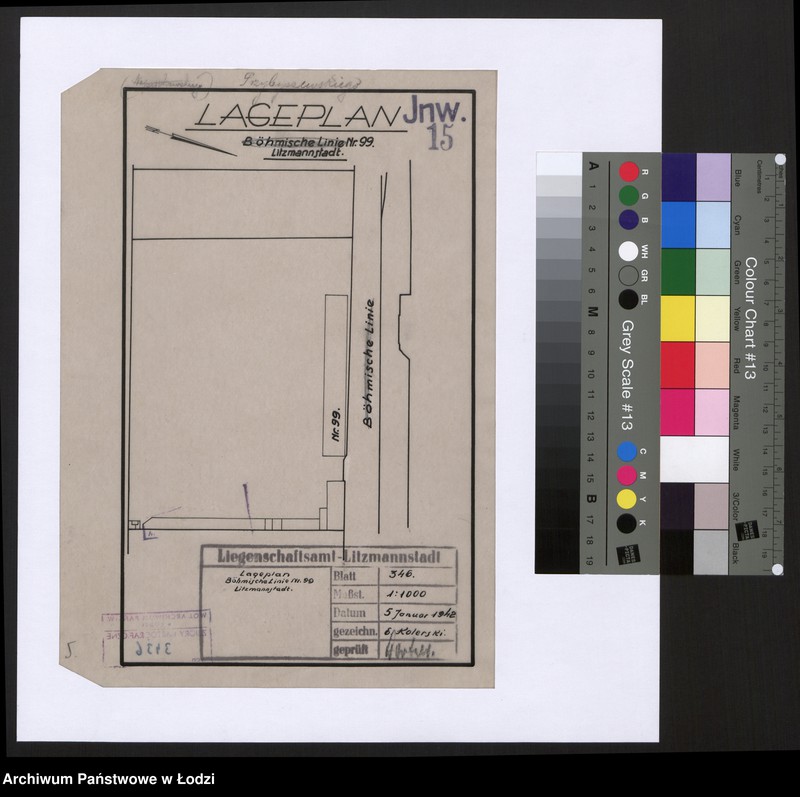 Obraz 1 z jednostki "Lageplan Böhmische Linie Nr 99 Litzmannstadt"