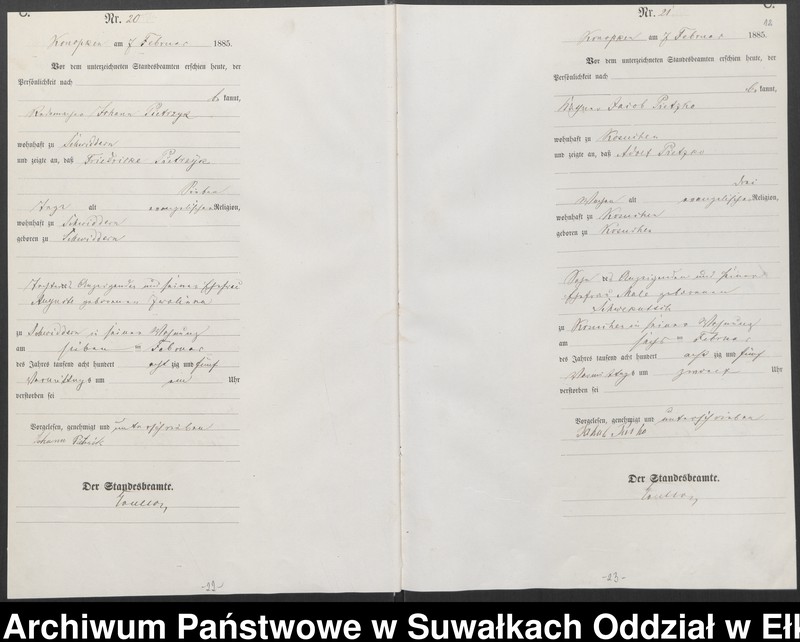 image.from.unit.number "Sterbe-Haupt-Register des Königlichen Preussischen Standes-Amtes Belzonzen Kreis Johannisburg"