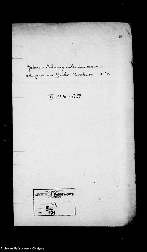 image.from.unit.number "Zehnte Jahres- Rechnung über Einnahme u. Ausgabe der Güter Landkeim"