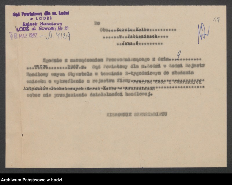 Obraz 19 z jednostki "Karol Kolbe w Pabianicach- garbarnia i wytwórnia artykułów technicznych"