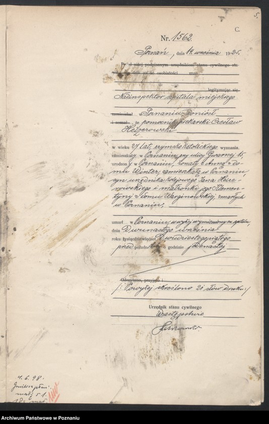 Obraz 7 z jednostki "Księga miejscowa zgonów tom IV [Rejestr główny zgonów]"